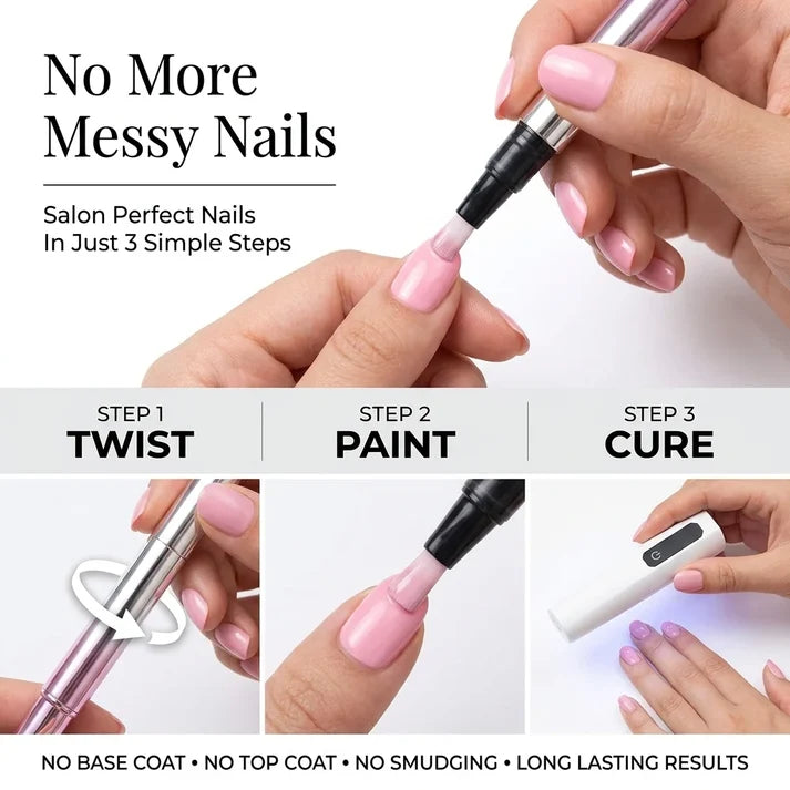 One-Step Gel Nail Pen Kit with UV Lamp